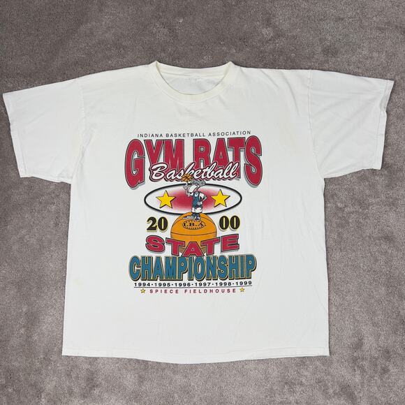 Vintage Indiana Gym Rats T-shirt Basketball State Championship Size XXL 2000 y2k - Picture 1 of 6